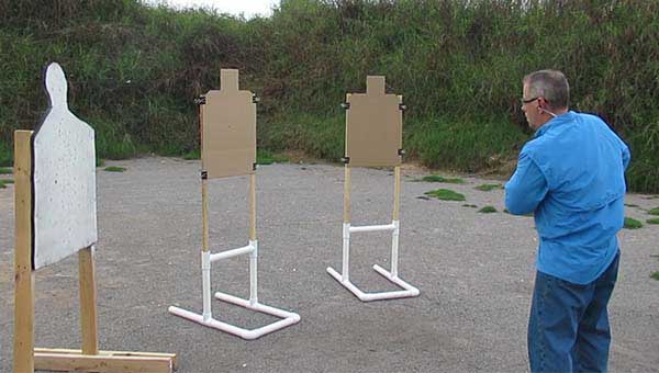 Handgun training techniques with your pistol on cardboard and other silhouette targets. 