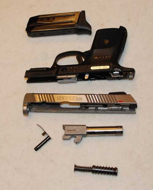 Ruger SR9C Pistol Disassembled