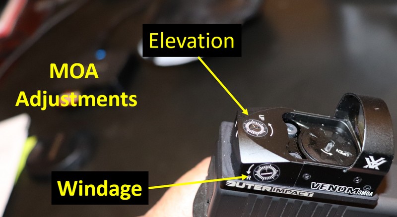 Vortex Venom Red Dot Sight MOA Controls