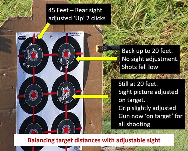 Getting the Walther Q5 Match pistol on target at varying distances